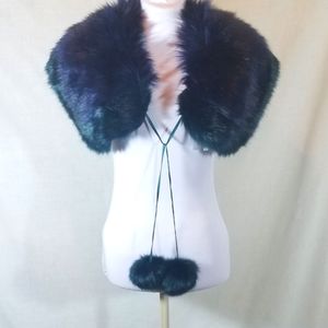 BP Navy Blue Faux Fur Bolero Collar NWT